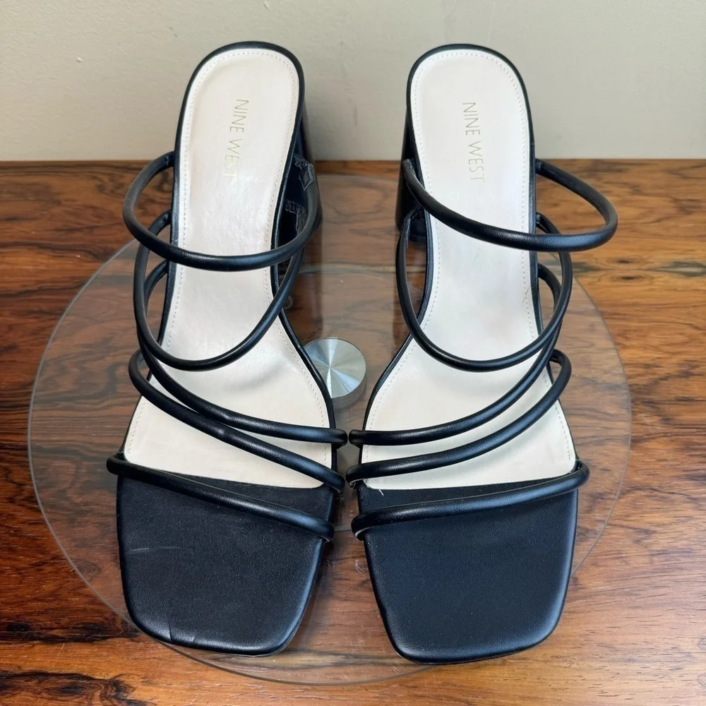 NINE WEST Strappy Open Toe Heel Sandals Platform Block Heels Size 13